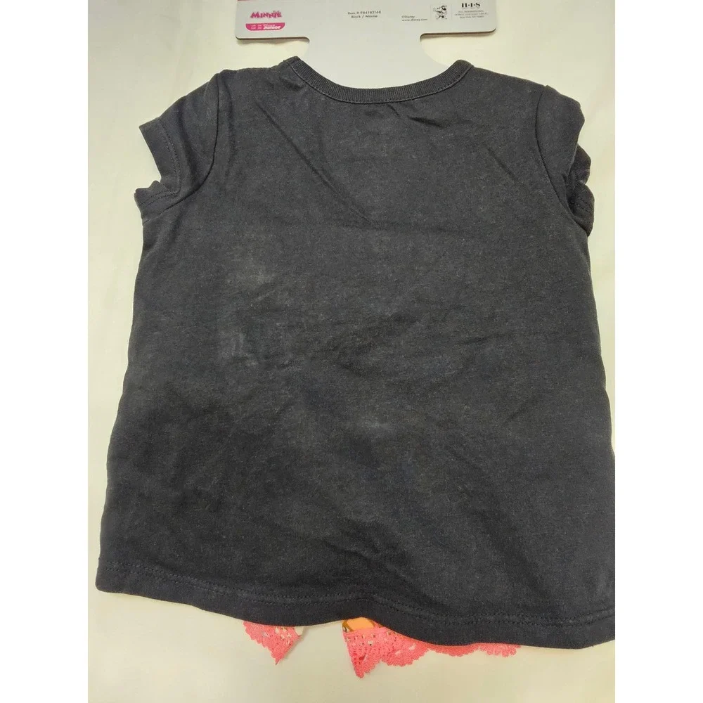 Disney Minnie Mouse Girls 2pc Outfit Set Black Good Vibes‎ Shirt Floral Shorts